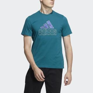 【adidas 愛迪達】上衣 男款 短袖上衣 運動 亞規 ST LOGOGFX TEE 綠 HE9920