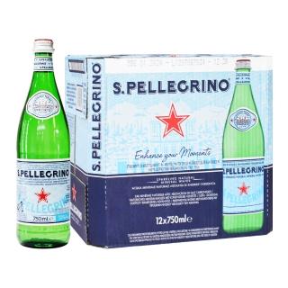 【S.Pellegrino 聖沛黎洛】天然氣泡礦泉水 玻璃瓶裝(750mlx12入/箱)