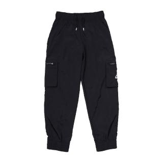 【NIKE 耐吉】長褲 NSW Woven Pants 大童款 女款 黑 輕量 鬆緊 彈性 抽繩 工裝(DD6285-010)