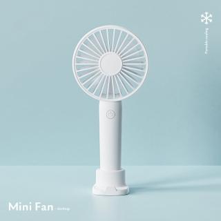 恬靜清涼 手持迷你小風扇 電風扇 USB充電 靜音 三段風速 桌上型 手機支架座(夏日白)