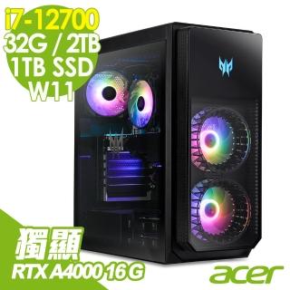 【Acer 宏碁】PO5-640 i7-12700/32G/1TSSD+2TB/RTX A4000 16G/W11 特仕(12代i7十二核心電腦)