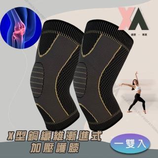 【XA】X型銅纖維漸進式加壓護膝-單隻入(加壓、支撐、緩解、複合式結構)