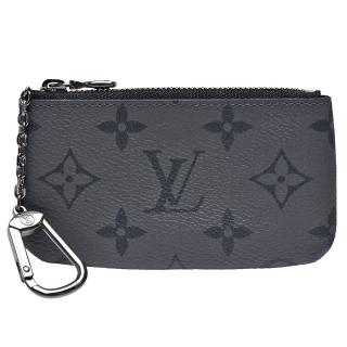 【Louis Vuitton 路易威登】M80905 經典Eclipse帆布SLENDER拉鍊零錢/鑰匙包(黑)