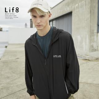 【Life8】Casual 零著感 輕量高彈 連帽外套-可收納-黑色(10604)