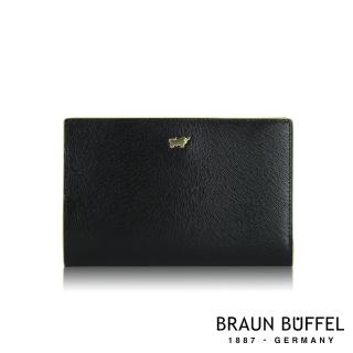 【BRAUN BUFFEL 德國小金牛】台灣總代理 奧菲莉亞-F 11卡兩折中夾-黑色(BF682-502-BK)