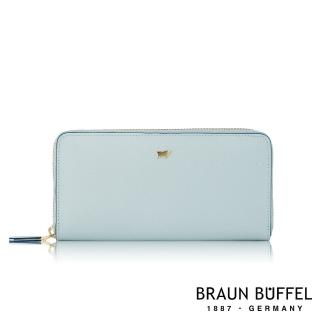 【BRAUN BUFFEL 德國小金牛】台灣總代理 奧菲莉亞-F 8卡拉鍊長夾-藍色(BF682-602-BL)