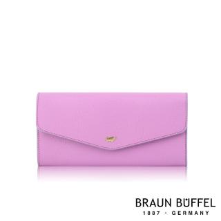 【BRAUN BUFFEL 德國小金牛】台灣總代理 奧菲莉亞-F 12卡兩折長夾-珠光紫(BF682-621-VIO)