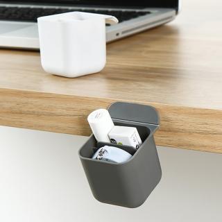 【E.City】黏貼式桌面方款小物收納筒(2入)