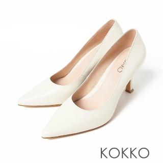 【KOKKO 集團】柔軟手感綿羊皮尖頭細高跟鞋(素雅白)