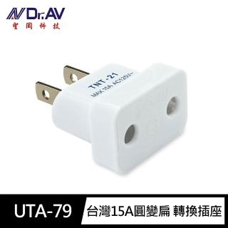 【Dr.AV 聖岡科技】UTA-79台灣專用15A圓變扁 轉換插頭(無法轉換電壓 國外買回電器轉換插頭用)