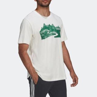 【adidas 愛迪達】上衣 男款 短袖上衣 運動 三葉草 國際碼 ADV MTN INK TEE 米白 HF4769