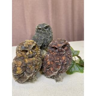 【Cocozy世界水晶原礦】虎眼碎石水晶滴膠貓頭鷹(幸運靈鳥)