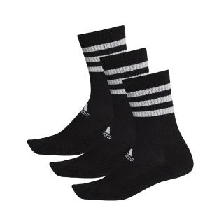 【adidas 愛迪達】襪子 Cushioned Crew 黑 白 緩衝 中筒襪 長襪 男女款 三線 3雙入 愛迪達(DZ9347)