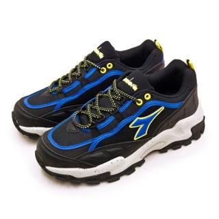 【DIADORA】男 迪亞多那 雙重防潑水多功能戶外越野慢跑鞋(黑藍黃 71178)