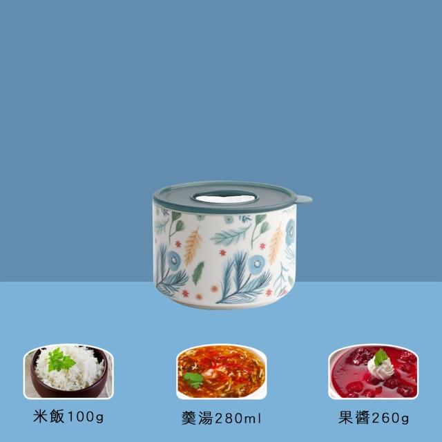 【小茉廚房】可微波 烤箱 花紋 陶瓷便當盒(四款任選-S號)