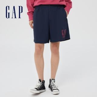 【GAP】男裝 輕透氣系列 Logo活力舒適運動短褲(808322-藏青色)