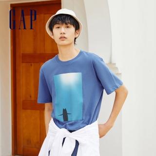 【GAP】男裝 Gap x Tomas Campbell藝術家聯名系列 輕薄短袖T恤(867857-寶藍色)