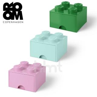 【LEGO 樂高】Room Copenhagen 樂高 LEGO 四凸抽屜收納箱3色組合-綠色/湖水綠/粉紅(樂高儲存盒)