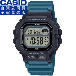 【CASIO 卡西歐】卡西歐十年電力野戰電子錶-湖水綠(WS-1400H-3A 台灣公司貨全配盒裝)