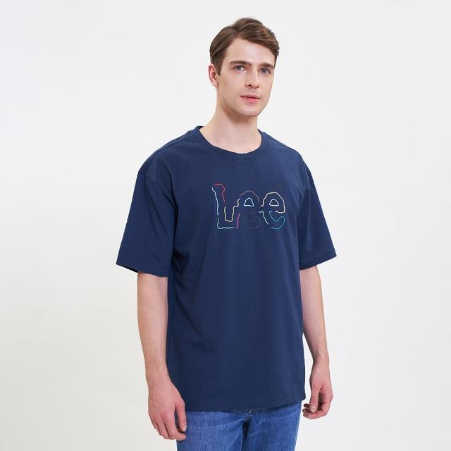 【Lee】出清品-男裝 短袖T恤 / 彩色線條印花 大LOGO 共4色 Oversized版型(LL220229)