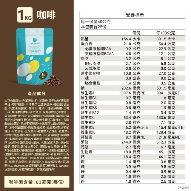 【THE VEGAN 樂維根】5/21超大牌★經典植物優蛋白4入組 1KG/袋(優蛋白.高蛋白.蛋白粉.台灣製造.全素)