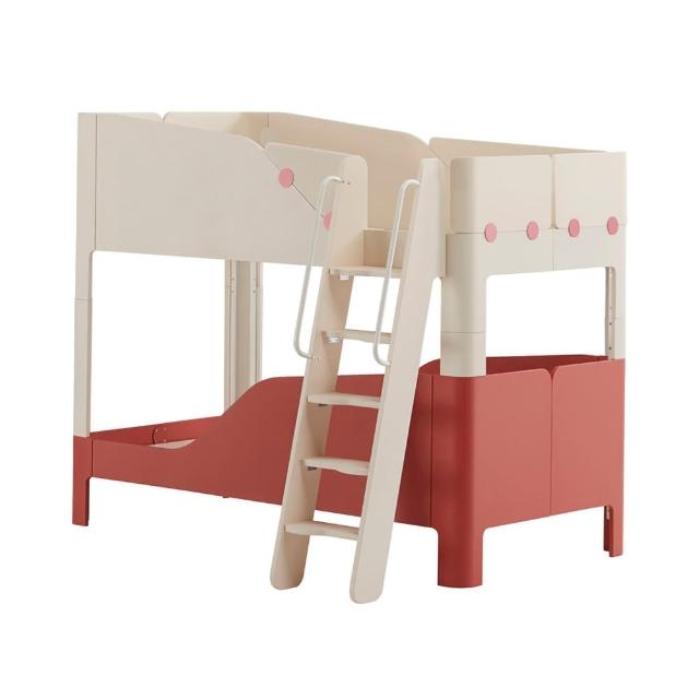 【iloom 怡倫家居】TINKLE-POP 雙層床架組(含兩張兒童床墊 爬梯型-5色)