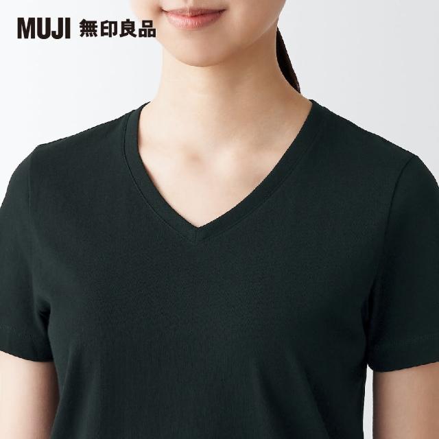 【MUJI 無印良品】女有機棉天竺V領短袖T恤(共3色)