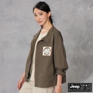 【JEEP】女裝 輕量休閒軍風外套(橄欖綠)