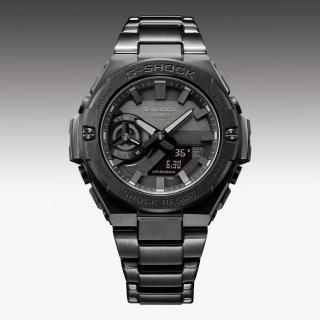 【CASIO 卡西歐】G-SHOCK 藍牙 太陽能 碳纖維核心防護 極致黑 強悍輕薄(GST-B500BD-1A)