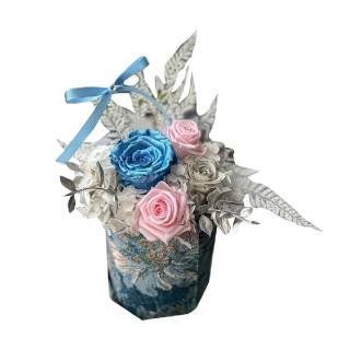 【Flower Plus】馬卡藍粉 油畫風永生乾燥花禮(永生乾燥花)