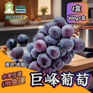【每日宅鮮】任選888免運 嚴選台灣巨峰葡萄(約400g/盒x2盒)