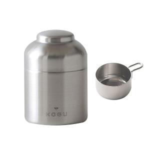 【日本下村KOGU】日製18-8不鏽鋼儲豆罐-附量匙10g-400ml(咖啡保存罐 咖啡保鮮罐 咖啡收納罐 咖啡儲藏罐)