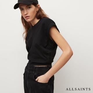 【ALLSAINTS】MIRA 短版抽繩純棉短袖T恤-黑(常規版型)