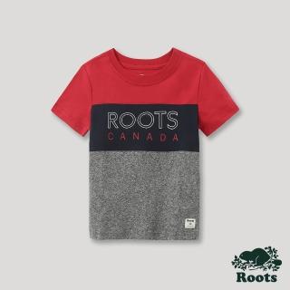 【Roots】Roots 小童- 愛最大加拿大日系列 色塊拼接短袖T恤(紅色)