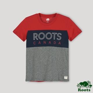 【Roots】Roots 女裝- 愛最大加拿大日系列 色塊拼接短袖T恤(紅色)