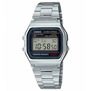 【CASIO 卡西歐】復古經典方型數位不鏽鋼腕錶/銀(A158WA-1DF)