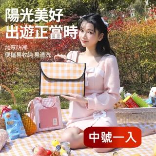【Dagebeno荷生活】折疊便攜式防水防潮格子拼布野餐墊防水墊草地墊(中號1入)