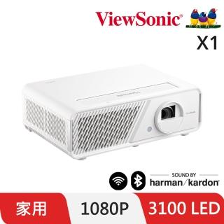 【ViewSonic 優派】X1 FHD高亮 LED 無線智慧投影機(3100流明)