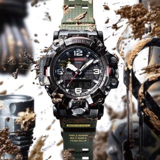 【CASIO 卡西歐】G-SHOCK 防塵泥 電波 太陽能 三重感測器 酷軍綠(GWG-2000-1A3)