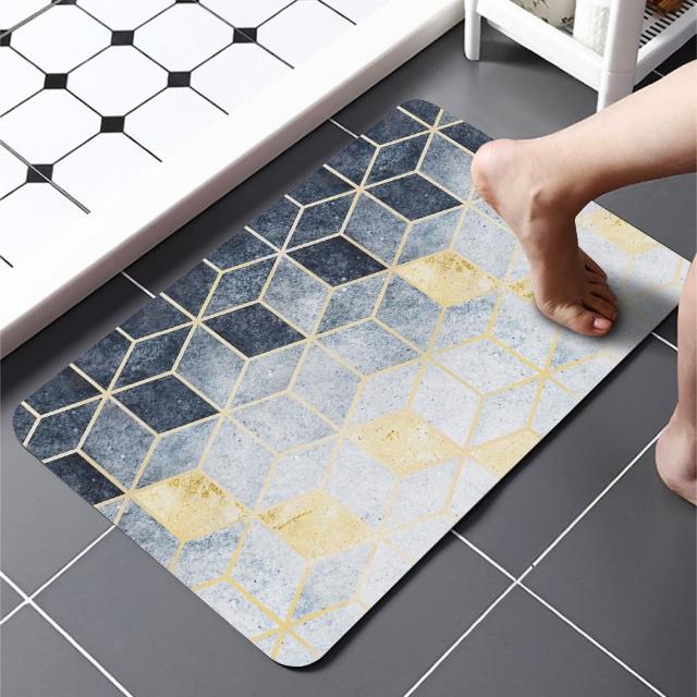 【半島良品】吸水防滑奈米絨軟式仿珪藻土地墊-60x40cm(多款選 台灣設計印刷)