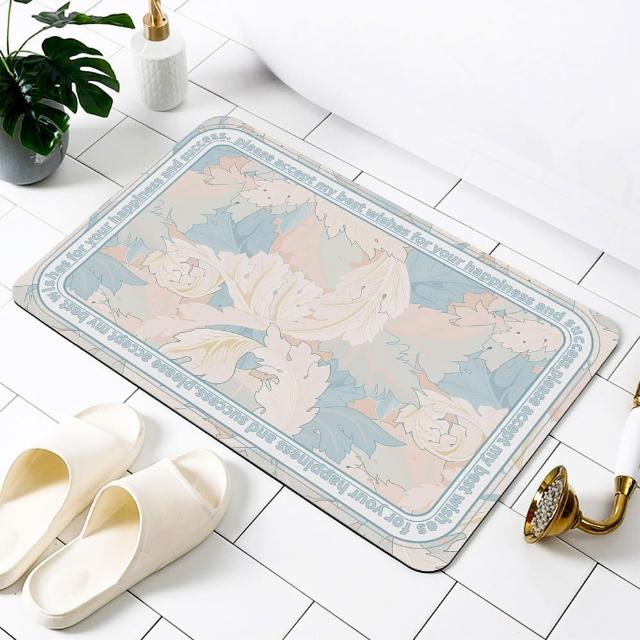 【半島良品】吸水防滑奈米絨軟式仿珪藻土地墊-60x40cm(多款選 台灣設計印刷)