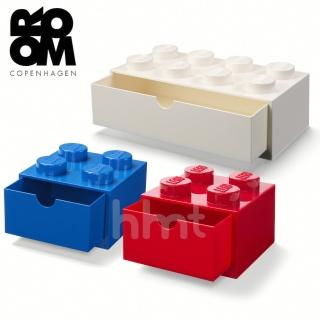 【LEGO 樂高】Room Copenhagen樂高桌上型八凸抽屜收納箱+四凸抽x2 三色組合 白+紅+藍(桌上樂高收納盒)