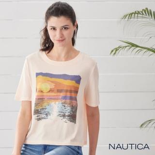 【NAUTICA】女裝夕陽圖騰短袖T恤(粉)