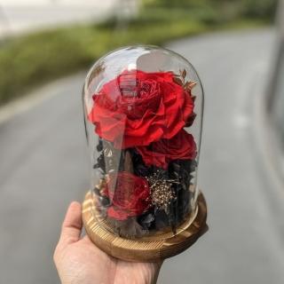 【Flower Plus】S2寶石紅｜永生花玻璃罩(永生花乾燥花)