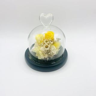 【Blumenladen花寓】愛心永生花盅燈-黃色款(永生花 永生花禮 恆星花)