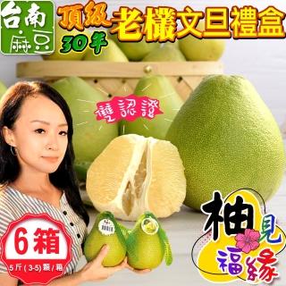 【禾鴻-中秋禮盒】柚見福緣正宗麻豆頂級30年老欉文旦禮盒5斤3-5顆x6盒(送禮自用兩相宜)