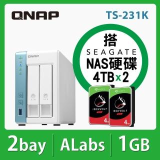 【搭希捷 4TB x2】QNAP 威聯通 TS-231K 2Bay NAS 網路儲存伺服器