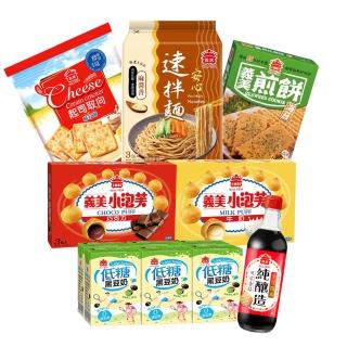 【義美】中秋暢銷超值7件組(泡芙、法蘭酥、蛋捲、速拌麵2口味、紅蔥油、香油)