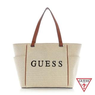 【GUESS】女包-純色皮面點點簡約手提包-米(FF791025CAN)