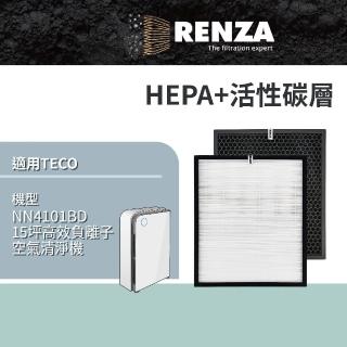 【RENZA】適用TECO 東元NN-4101BD NN4101BD高效負離子空氣清淨機(HEPA+活性碳濾網組)